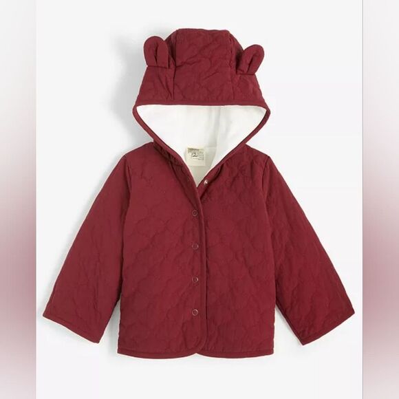 First Impressions Maroon Quilted Jacket with Bear Ears - Picture 1 of 3